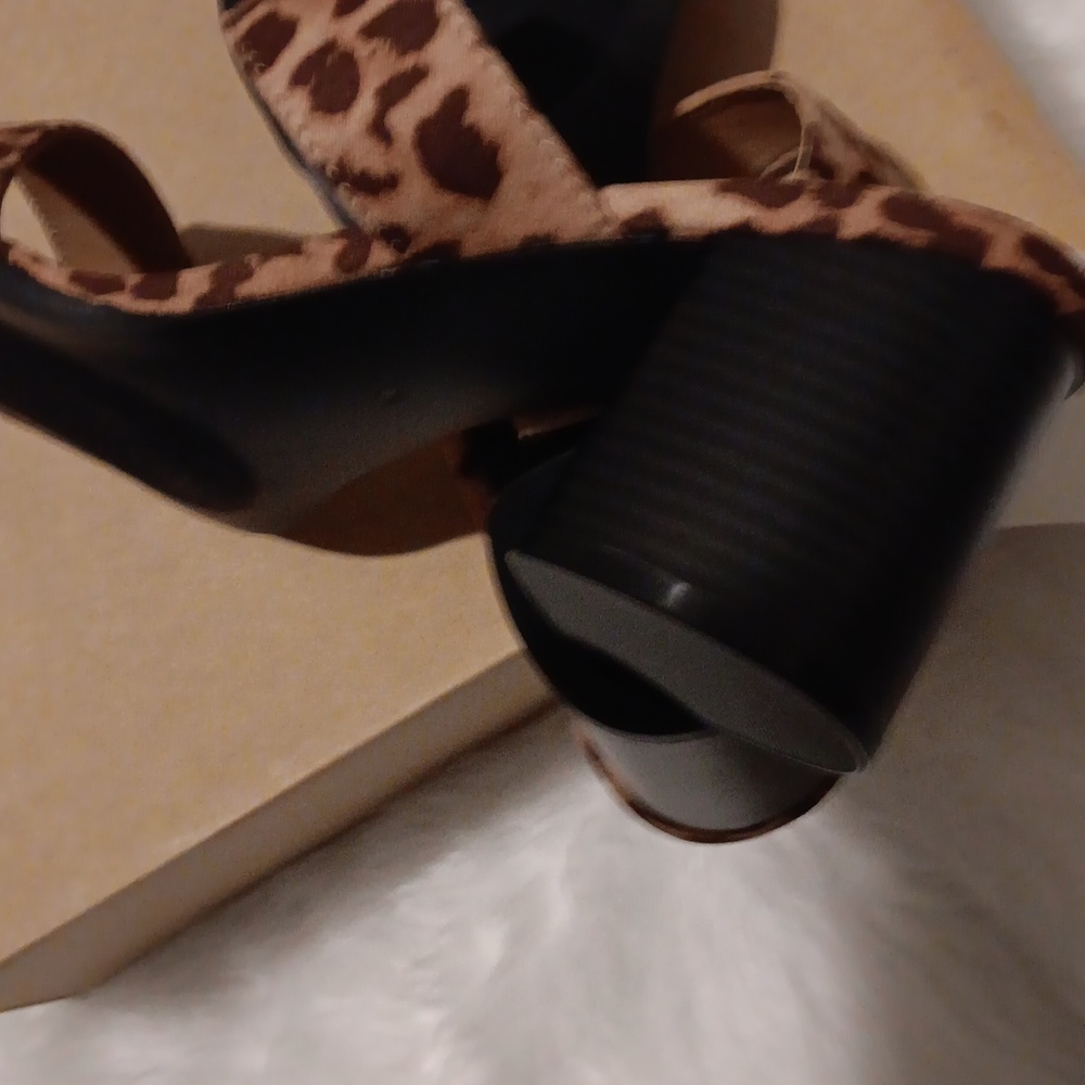 COPY - COPY - COPY - WOMENS LEOPARD CHUNKY HEEL SANDALS SIZE 10 - Picture 5 of 9